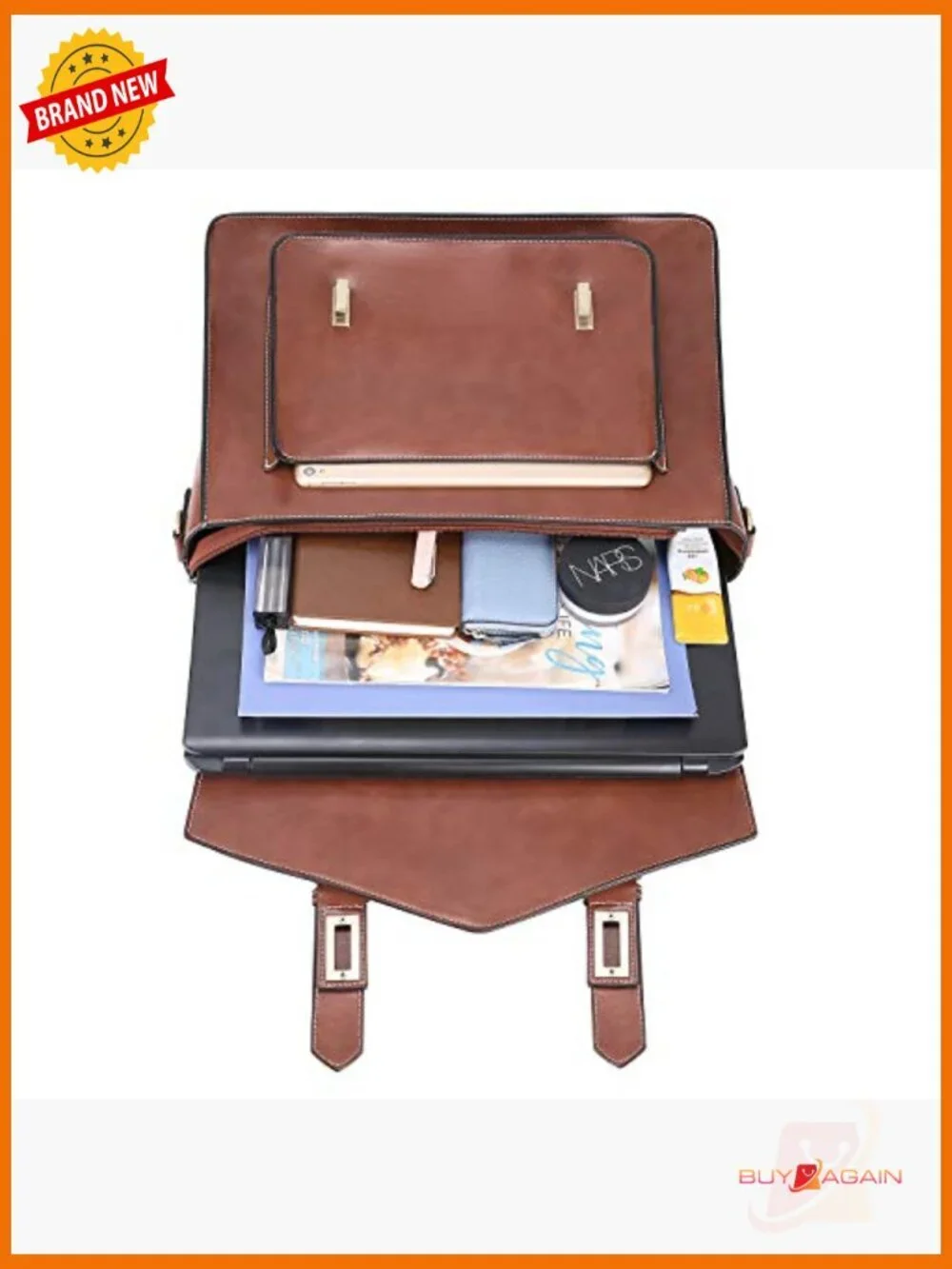 Vegan Leather Laptop Backpack Messenger Bag 15.6