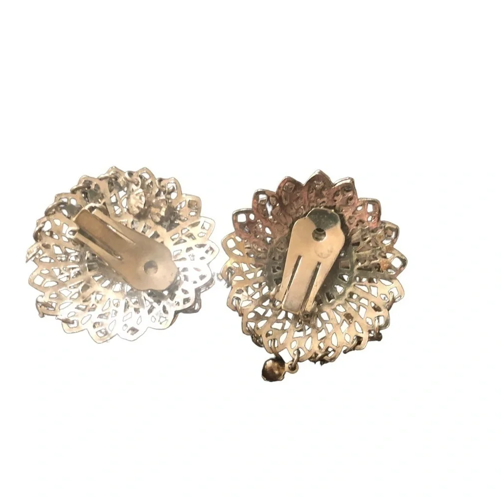 Vintage 4 Pair Clip On Earrings/Screw On Faux Pearl CZ Rhinestone Summer Fashion