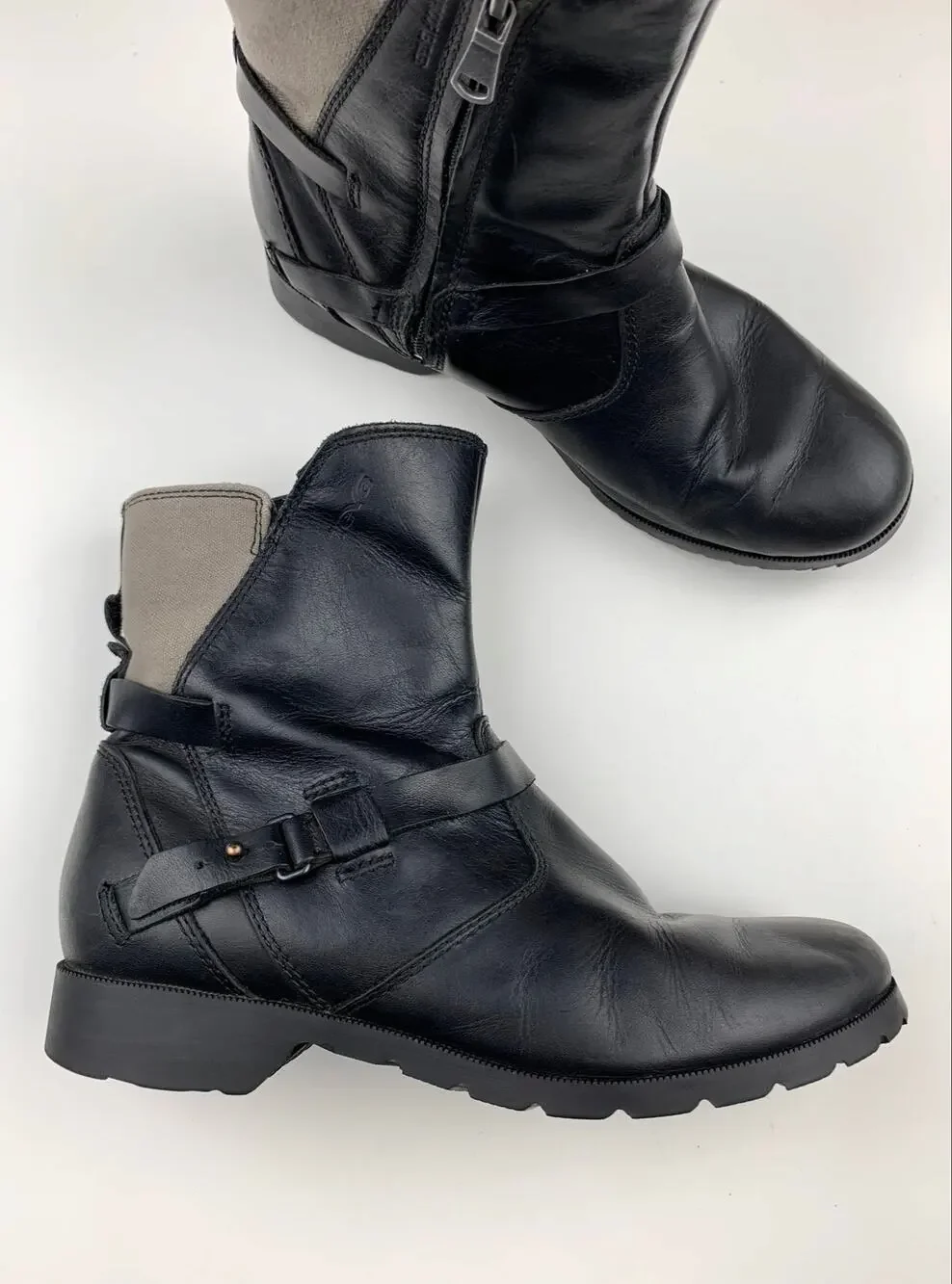 Teva De La Vina Boots Black Leather Waterproof Ankle Zipper Women's 7.5