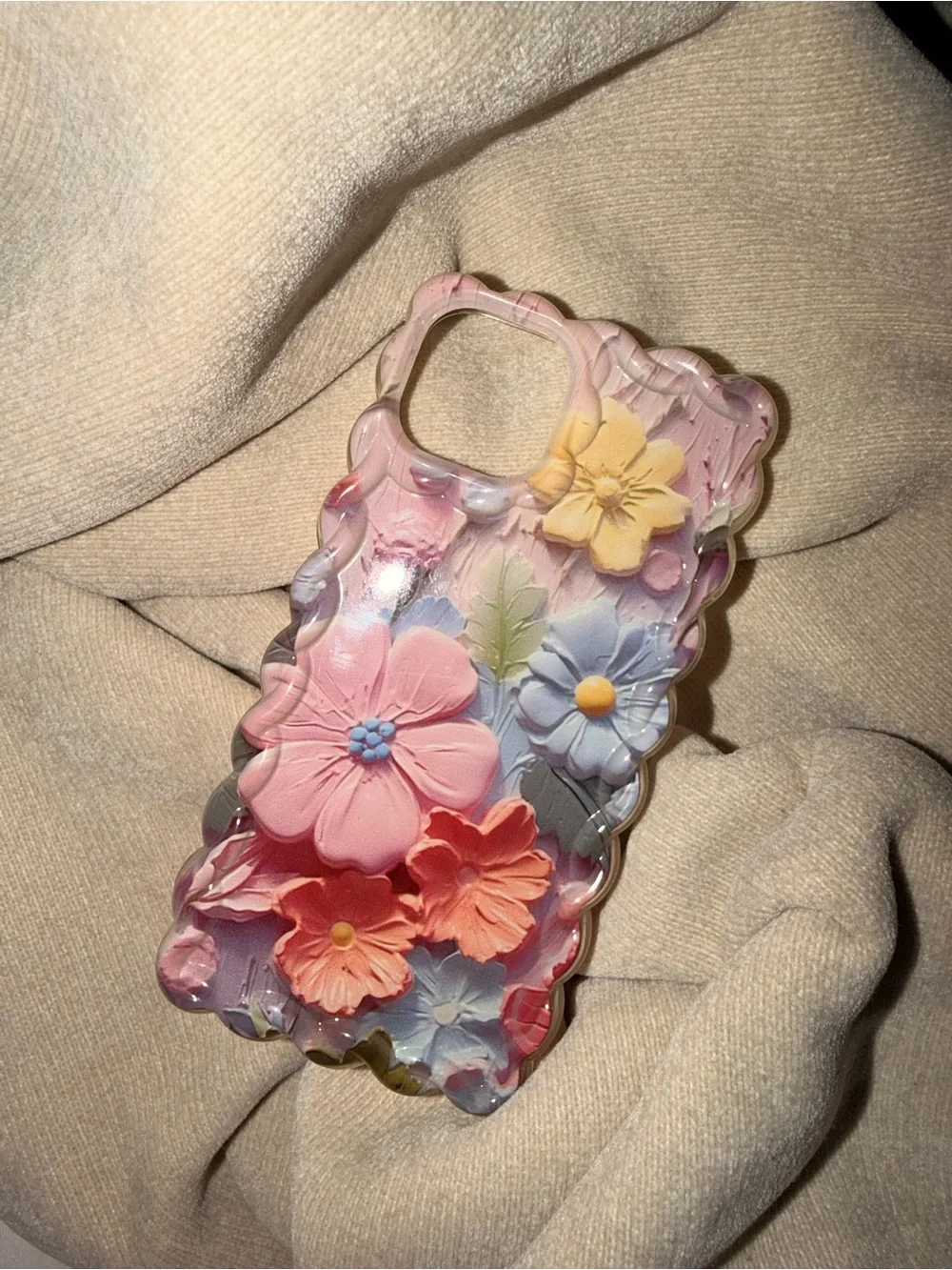 SHEIN Pink Lavender Yellow 3D Floral Phone Case