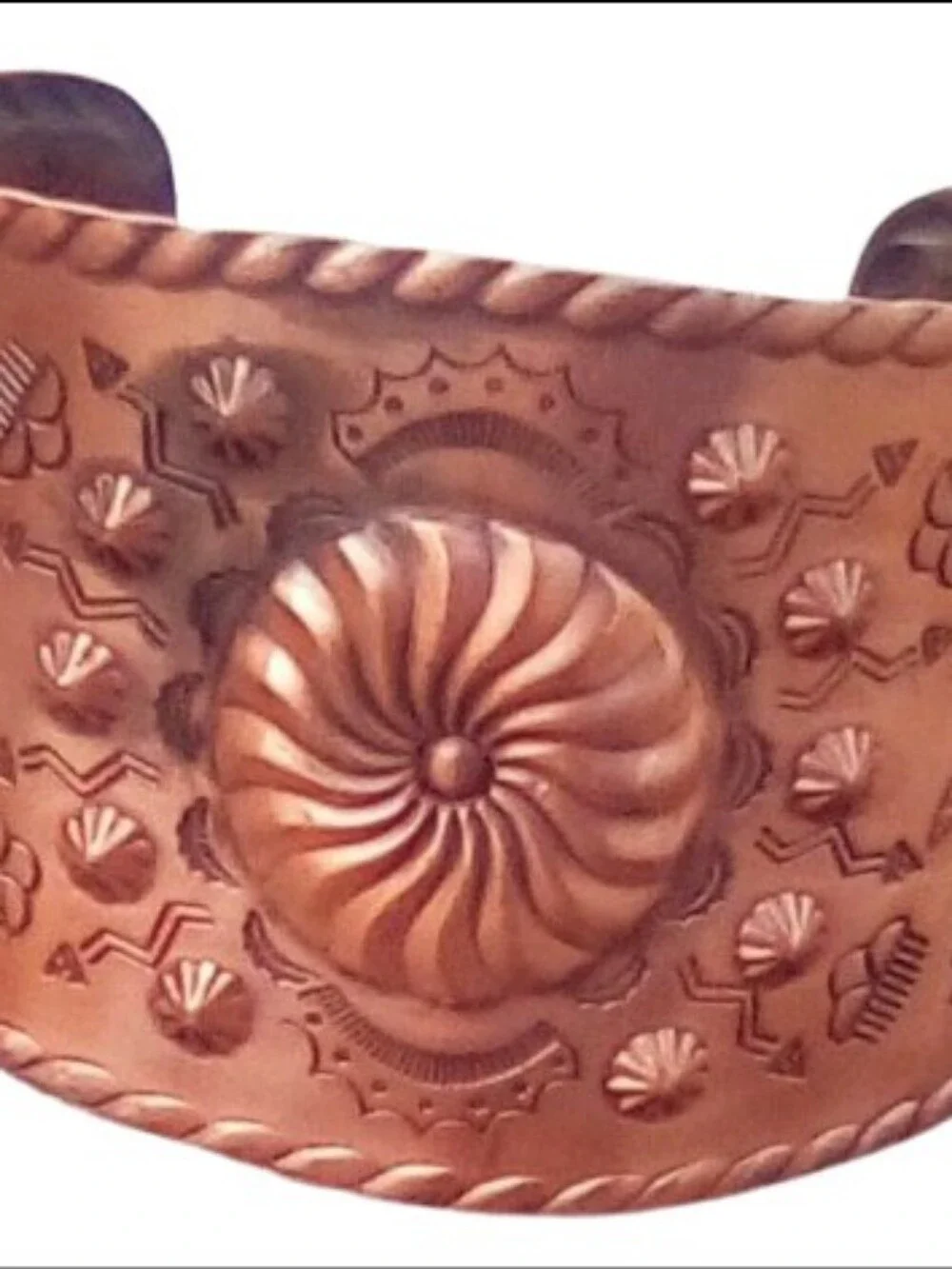 Bell Trading Post Vintage Solid Copper Stamped Wide Cuff Bracelet