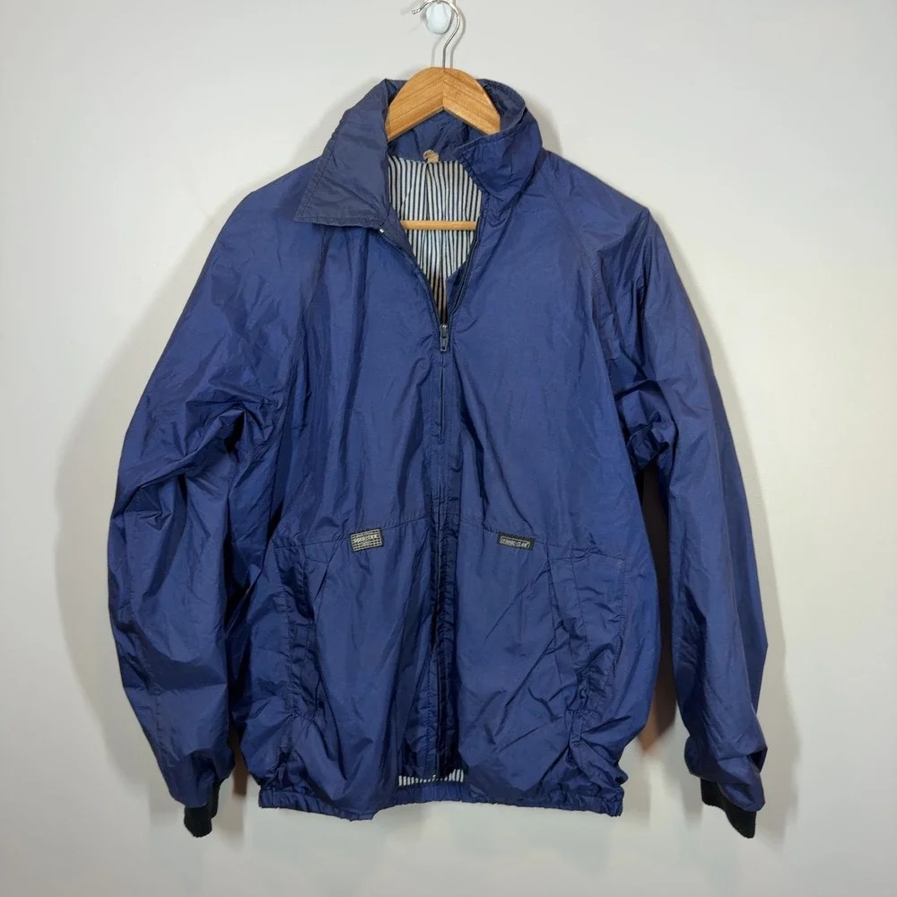 Howard Clark Gore-Tex Jacket Navy Blue Striped Lining SZ Medium Mens Windbreaker