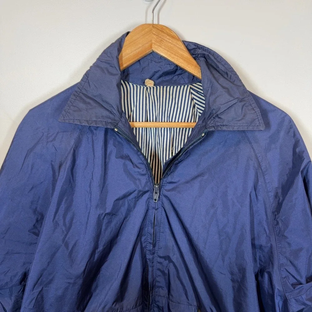 Howard Clark Gore-Tex Jacket Navy Blue Striped Lining SZ Medium Mens Windbreaker