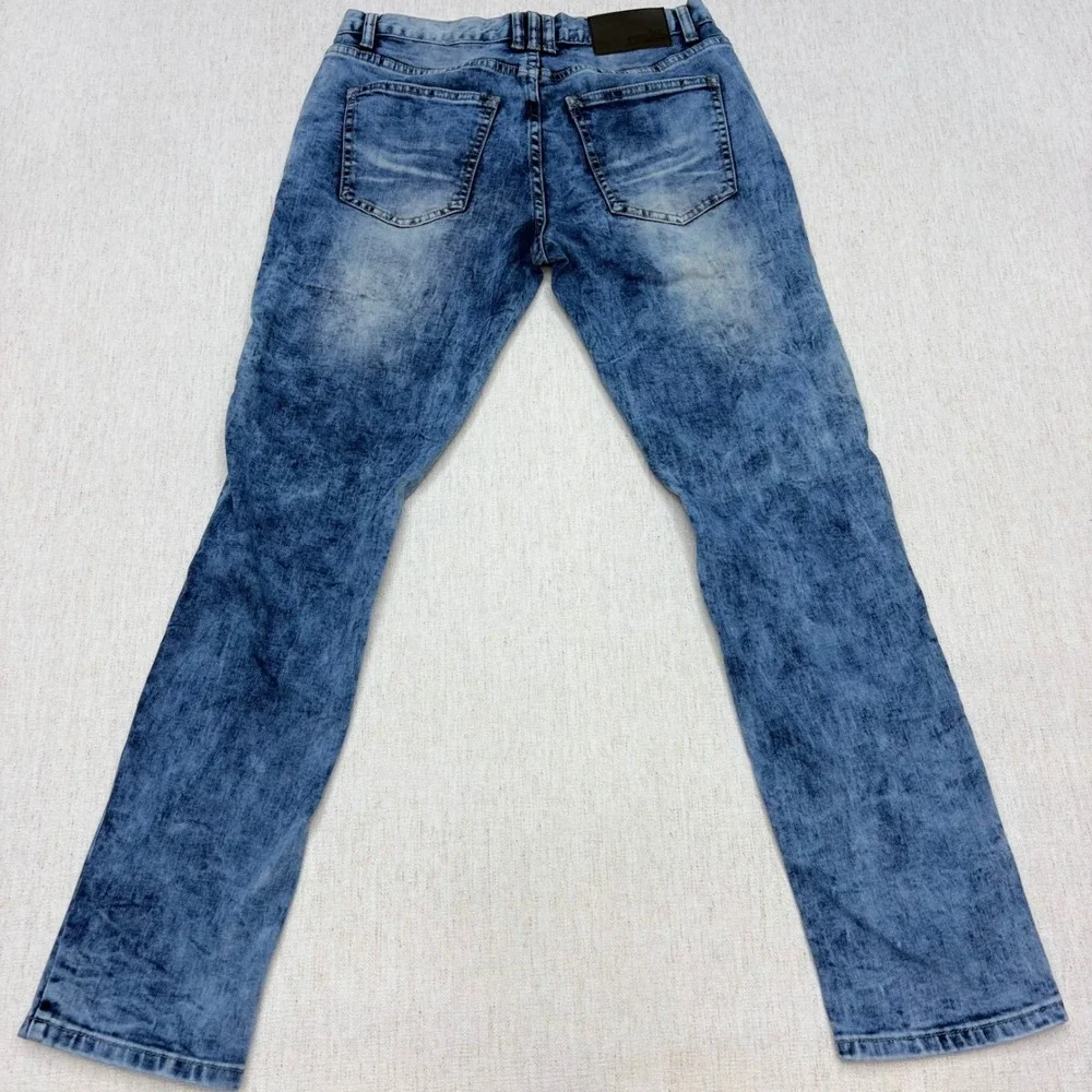 Rue21 Premium Supreme Flex Skinny Moto Biker Distressed Acid Wash Jeans 30x30