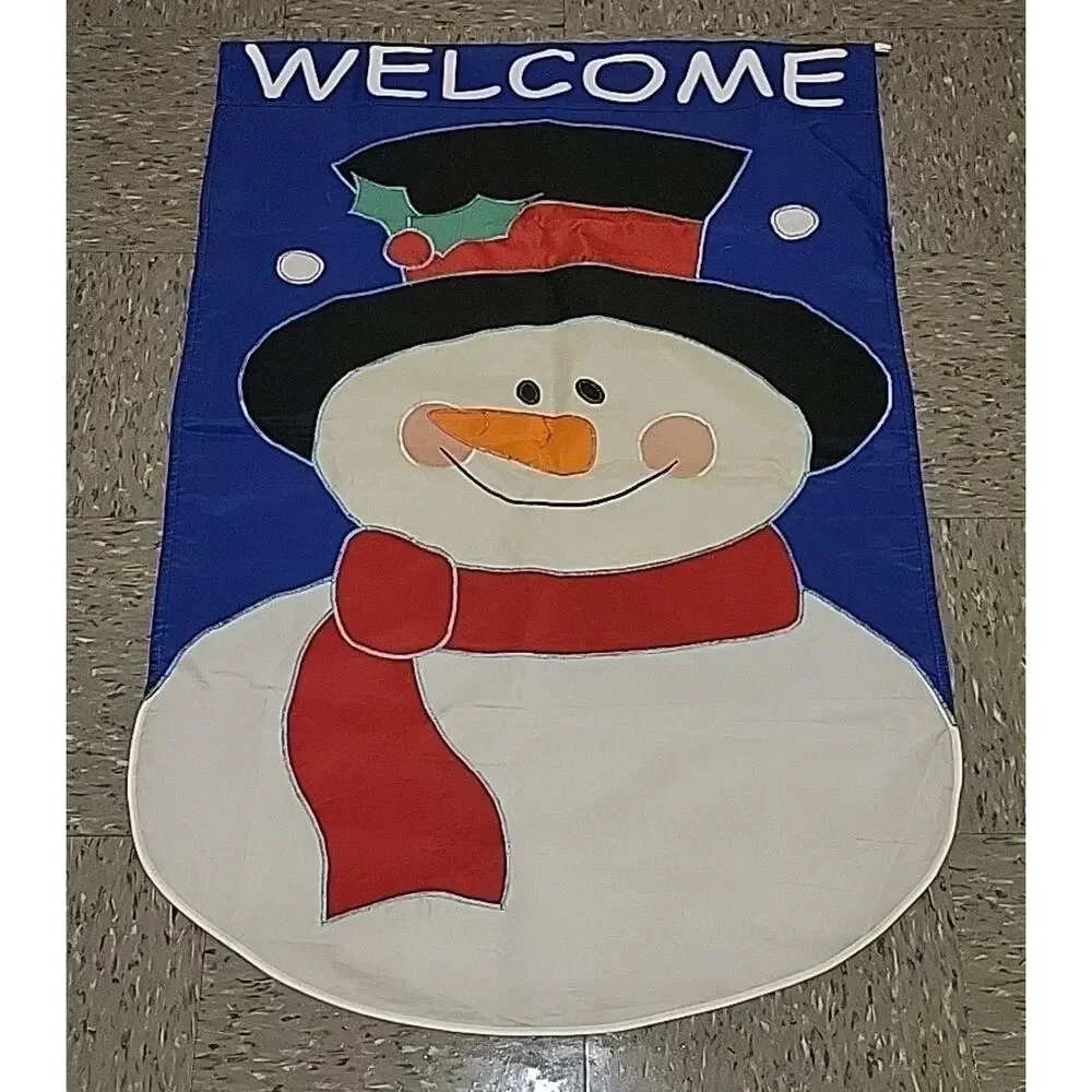 Welcome Yard Banner Frosty the Snowman Christmas Winter Garden Flag 27