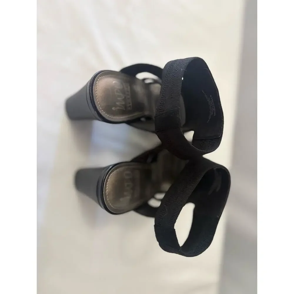IMPO Stretch Vaila Black Cutout Block Heel Sandals Booties Size 8.5 M