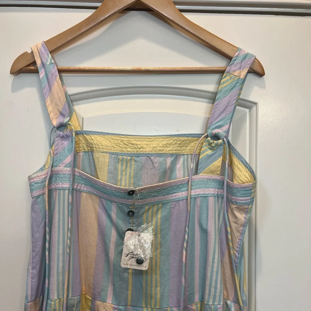 NWT Free People Primavera Striped Midi Dress in Pastel