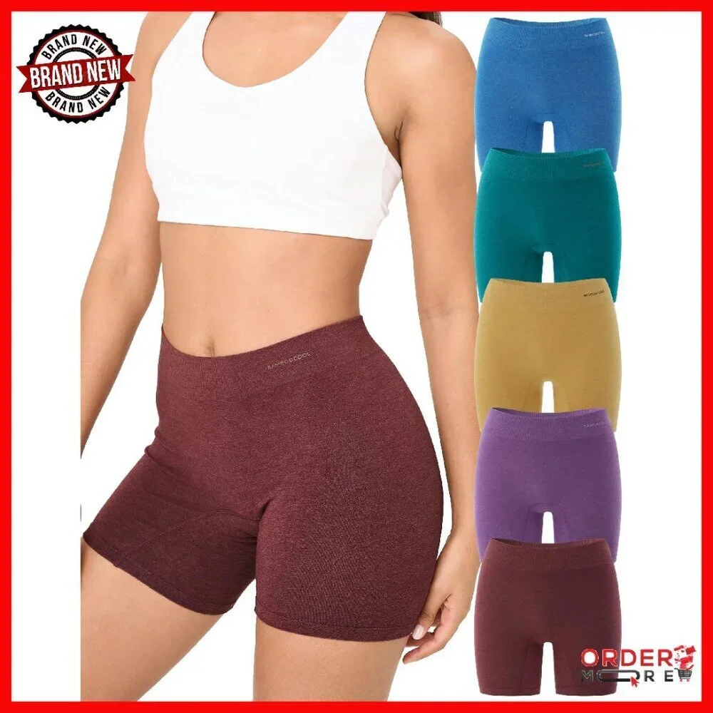 Seamless Boyshort Panties 5-Pack - Tag-Free Soft Stretchy Bamboo