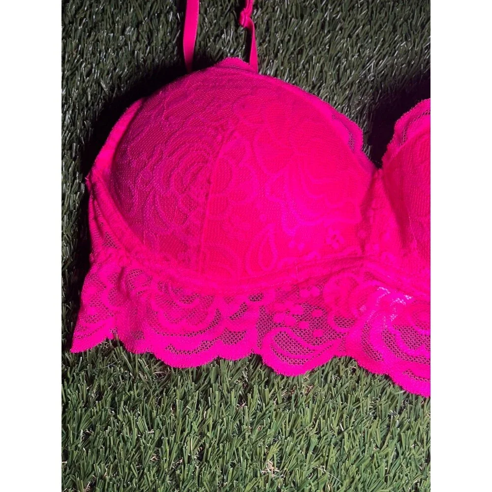 Candie's Bralette Pink Lace Underwired Bra 34B Adjustable Strap