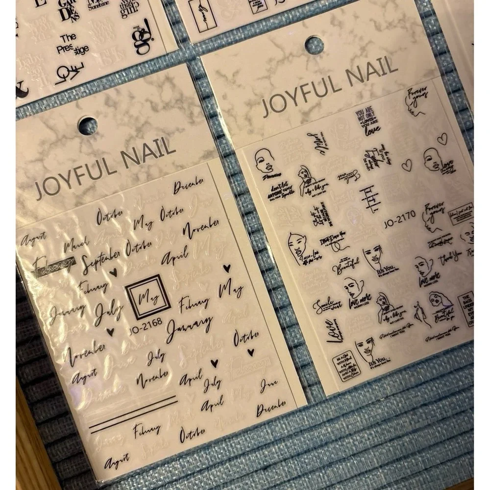 NEW Joyful Nail 5 Sheets of Black‎ & White Design Nail Art Decals