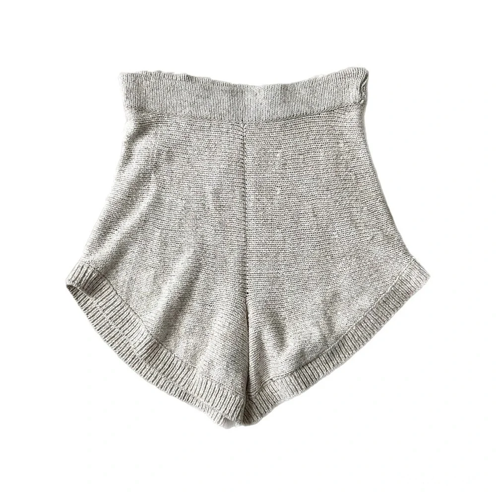 Free People Beach Oatmeal Beige Cotton Knit Dolphin Hem Shorts Size XS