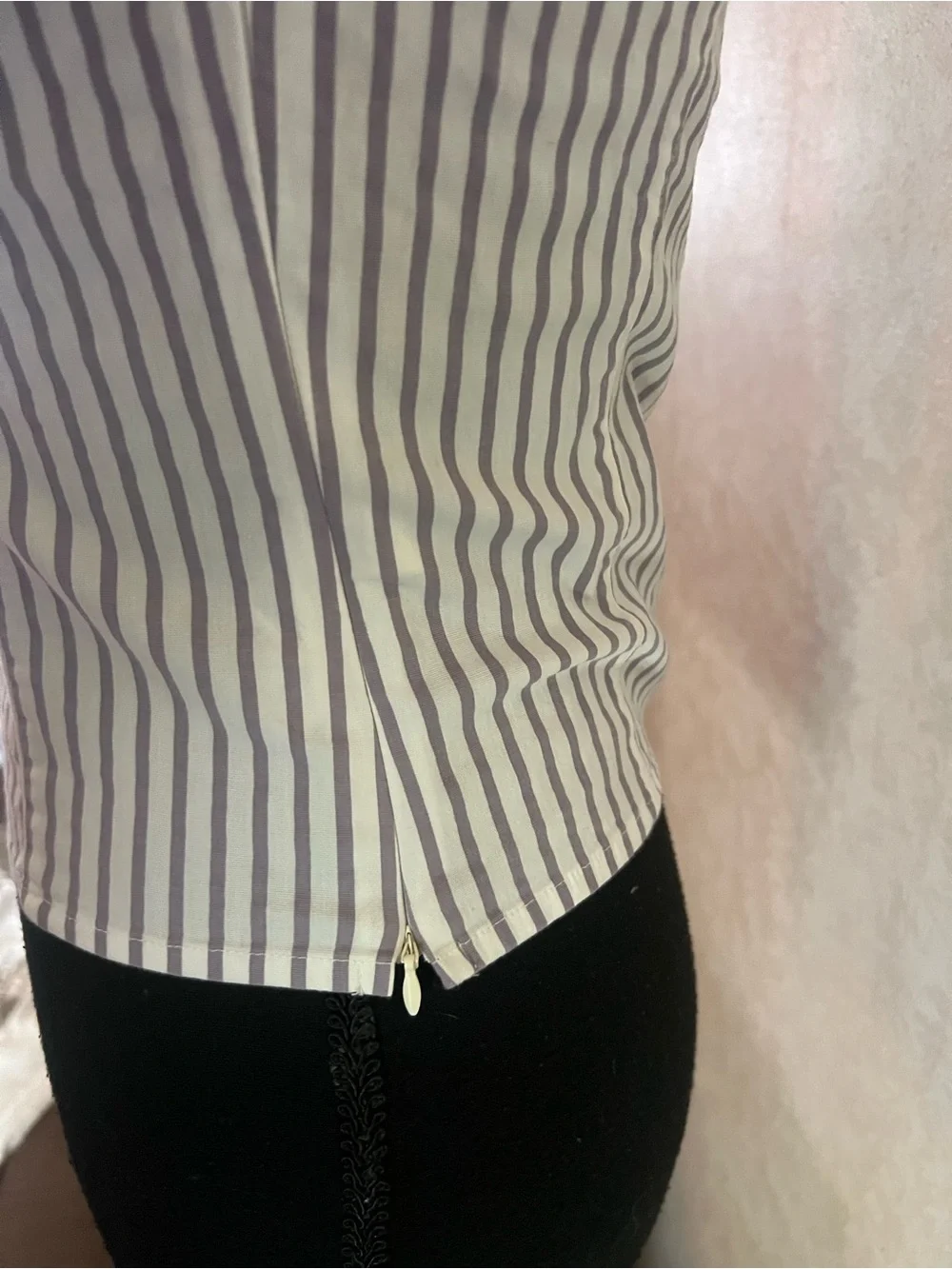 Free People Striped Square Neck Long Sleeve Top - White and blue/grey