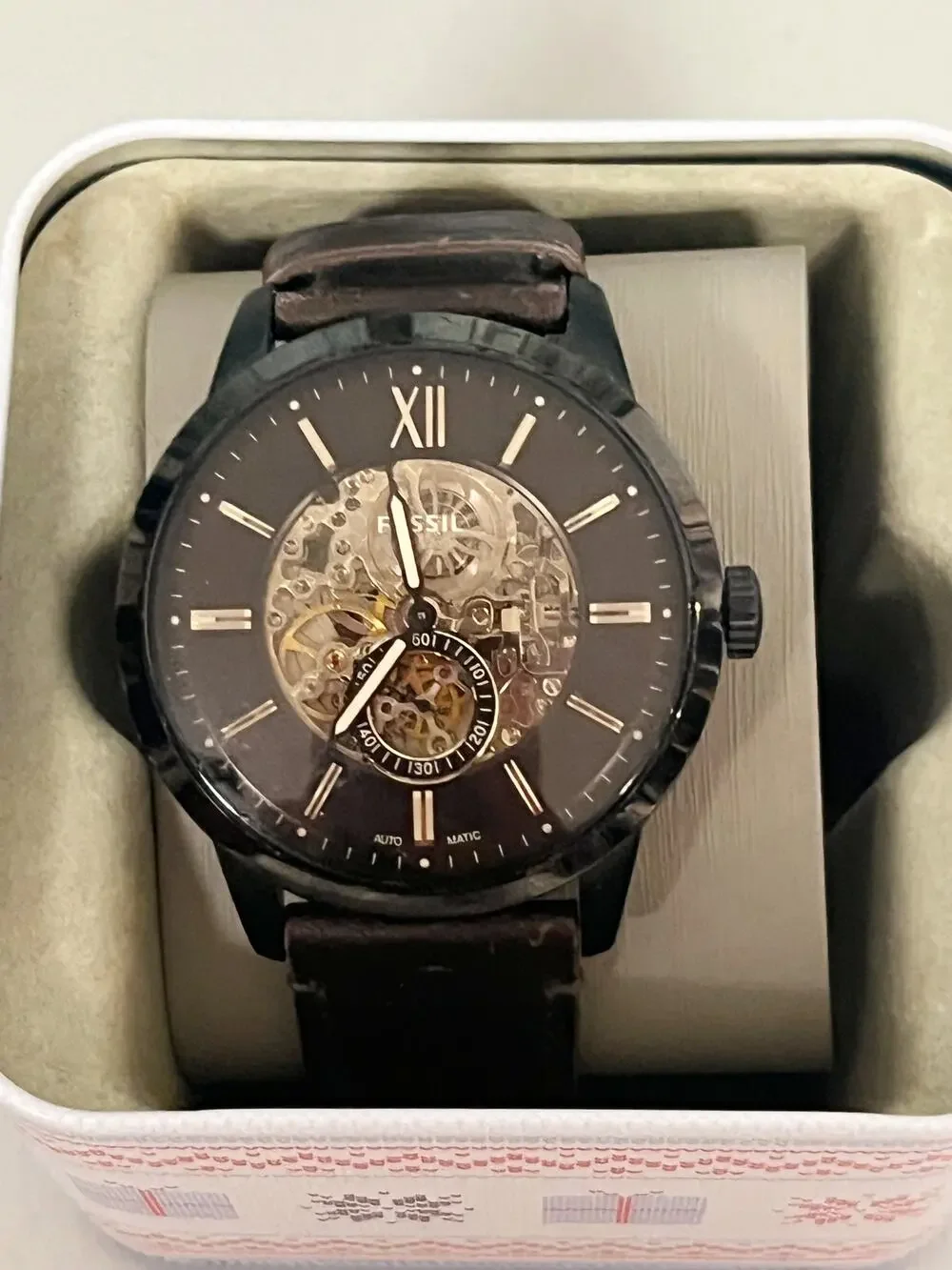 Fossil Men's Townsman ME3155 Automatic Watch, Skeleton Dial