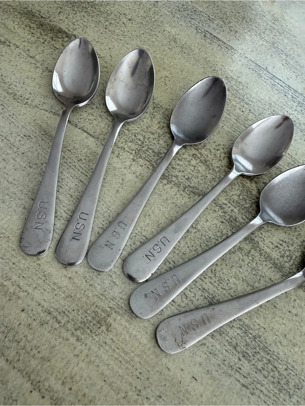 U. S. N. Marked Teed &  Barton Teaspoons - Set of 6