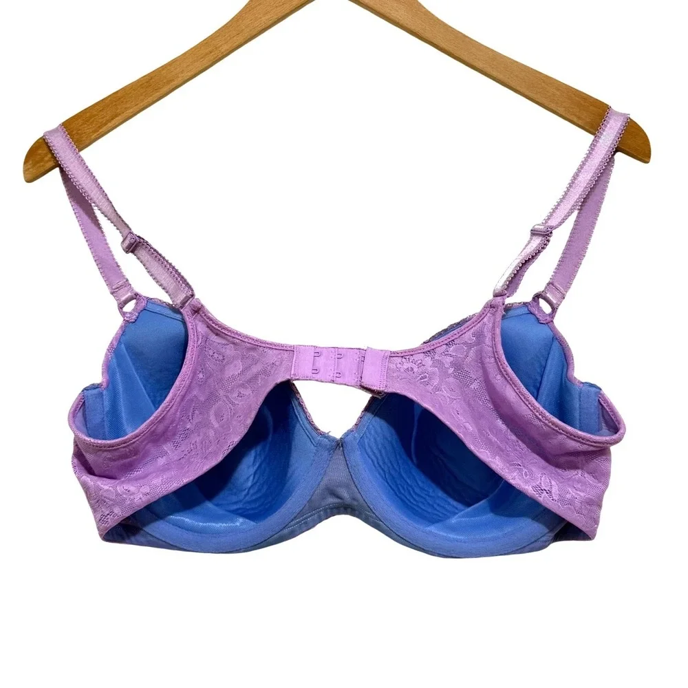 Bali‎ Lace Desire Underwire Bra 38C Purple Blue Floral Lace Padded Sexy Cute