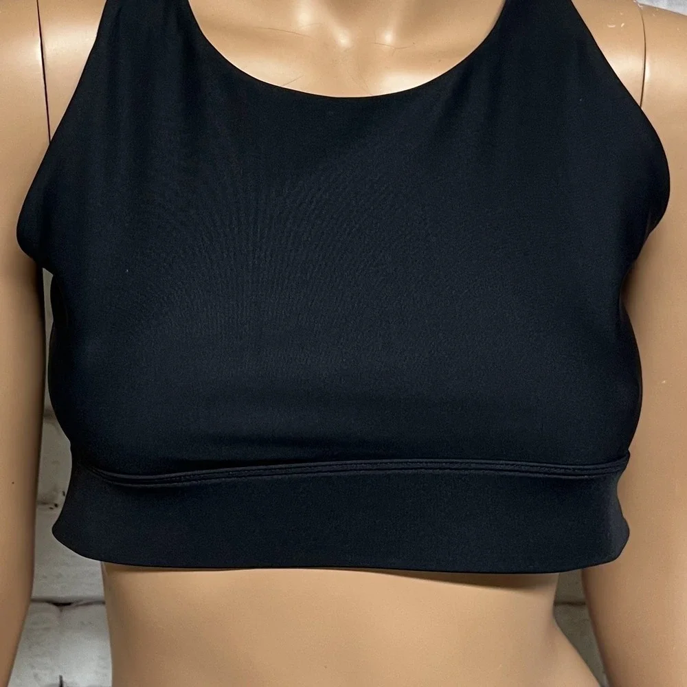Fabletics No Bounce High Impact Sports Bra Womens Medium‎ Black Strappy Running