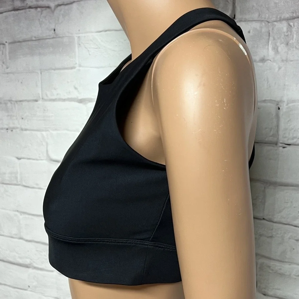 Fabletics No Bounce High Impact Sports Bra Womens Medium‎ Black Strappy Running
