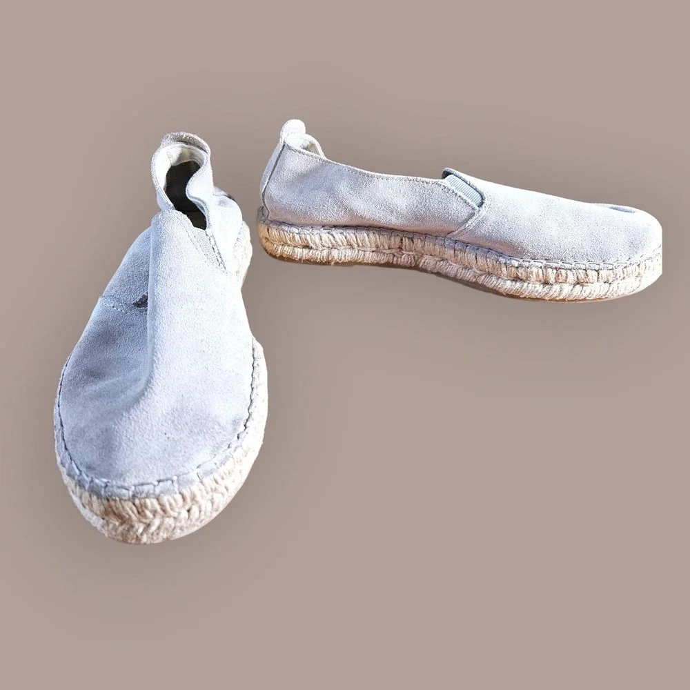 Fabiolas‎ Espadrilles Women's Slip On Shoes Size 39/US 8.5 Gray Suede Leather