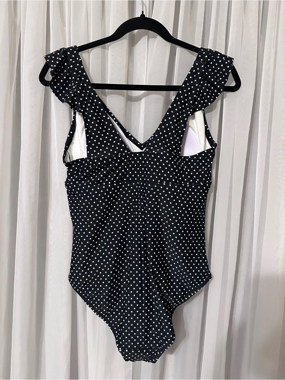 Shade & Shore Black & White Polka Dot One-Piece Swimsuit Size 14