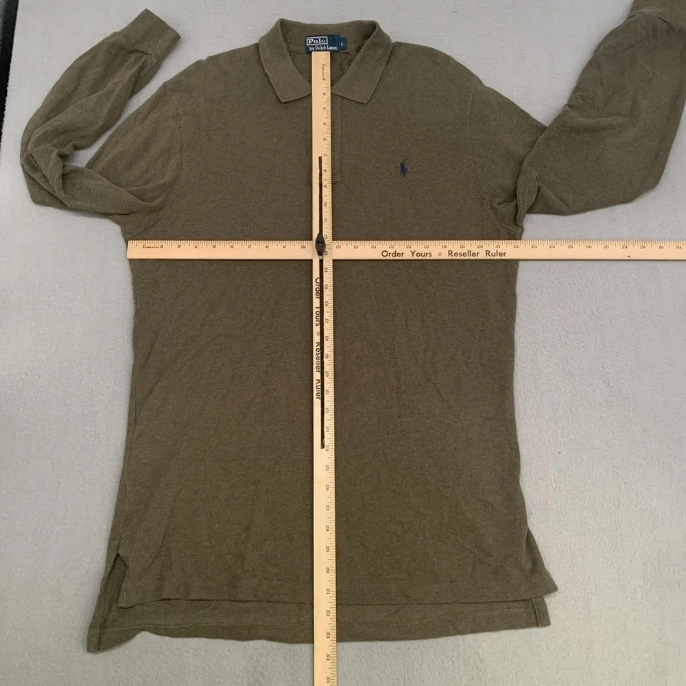 Vtg Polo Ralph Lauren Polo Shirt Large Green Rugby Long Sleeve 90s Preppy Mens L