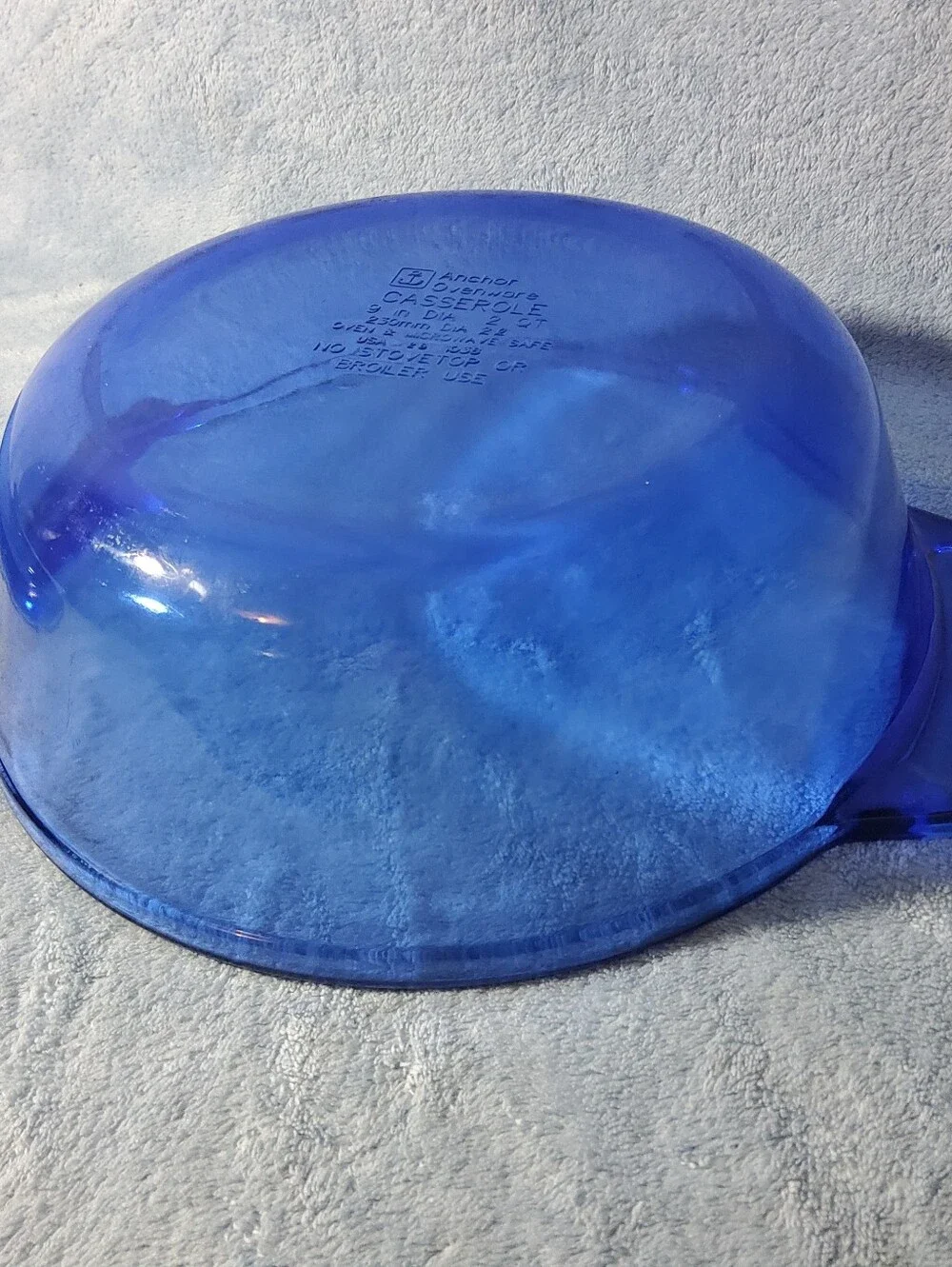 Anchor Hocking Cobalt Blue 2 Qt Round Covered Casserole Dish w/Lid 9