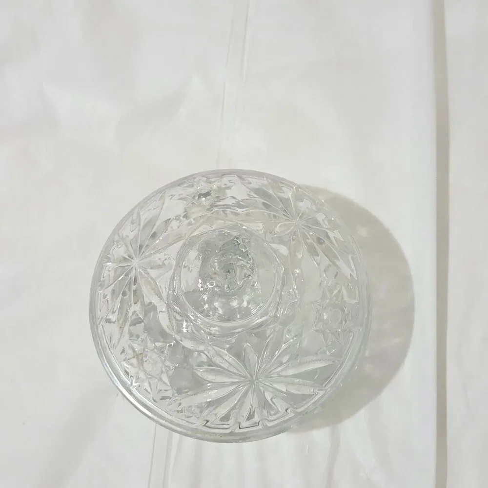 Vintage Anchor Hocking Prescut Star of David Covered Candy Dish Glass Lid