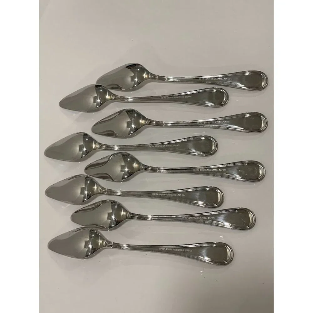 Set Of 8 Vintage Serrated edge citrus Oneida Stainless Steel Demitasse Spoons 4.