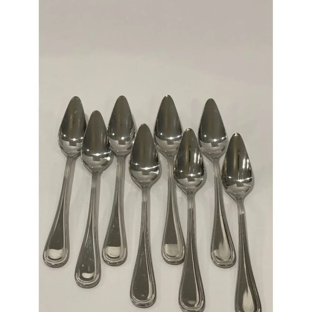 Set Of 8 Vintage Serrated edge citrus Oneida Stainless Steel Demitasse Spoons 4.