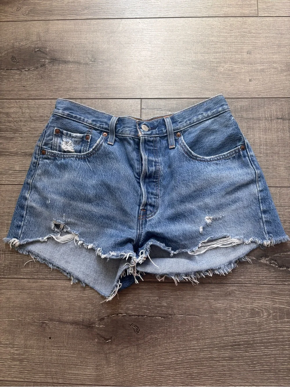 Levi’s Denim Distressed Cutoff Shorts - Blue