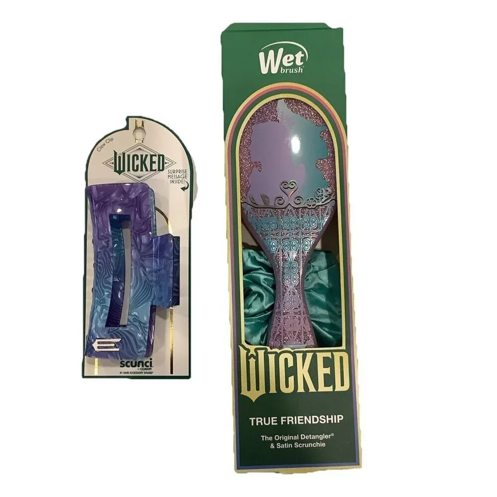 scünci x Wicked Open Cut Claw Clip, Glinda Periwinkle & Wet Brush Wicked, New