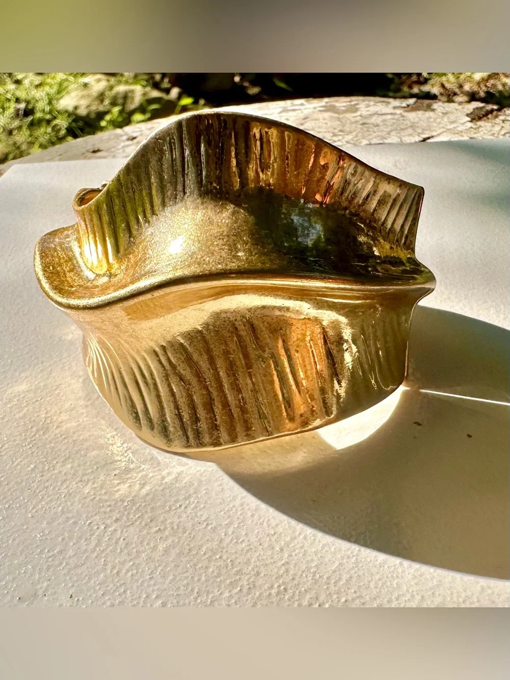 Zara Gold Leaf Motif Cuff Bracelet