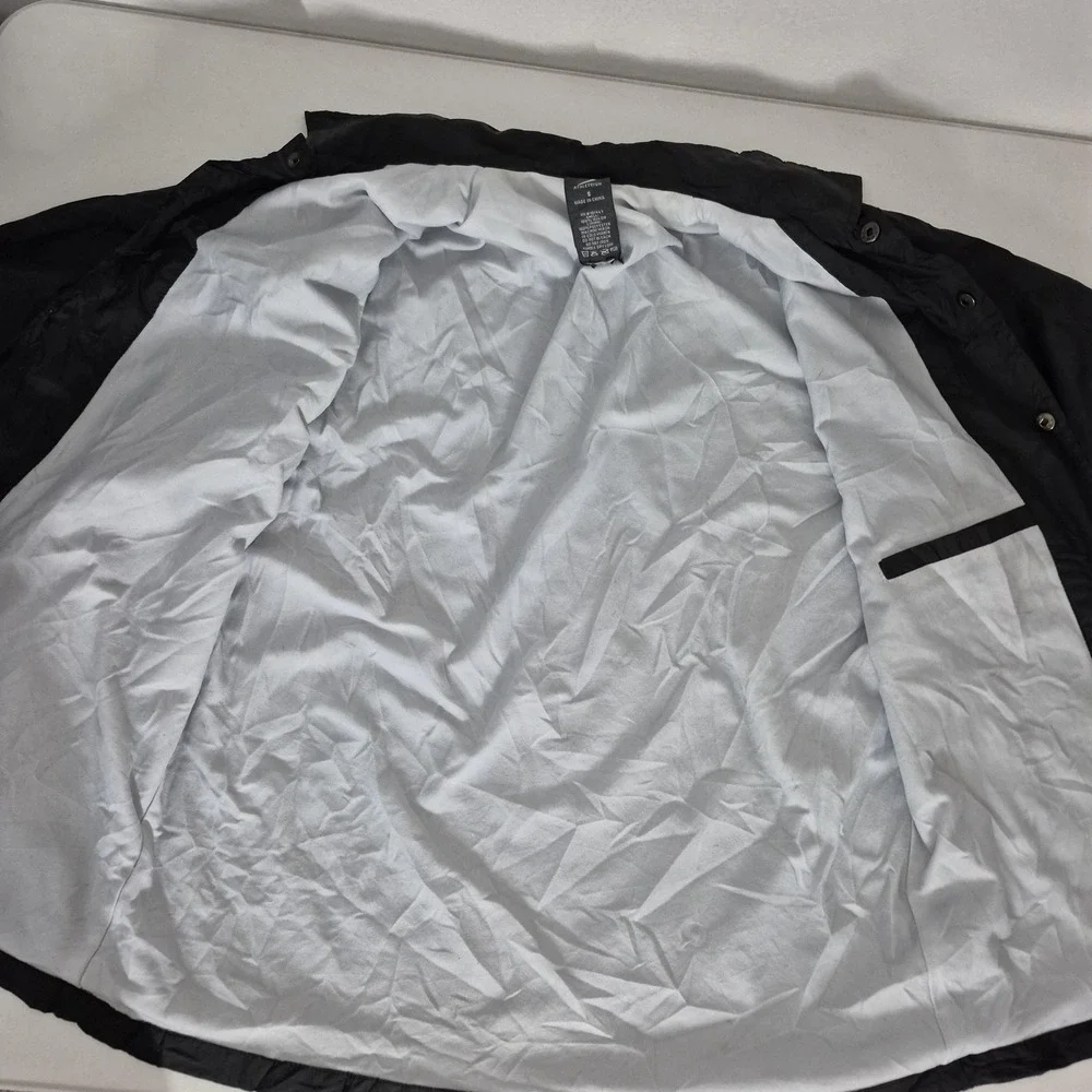 Athletrium Jacket Mens Small Black Nylon Coaches‎ Windbreaker Lined Snap Front
