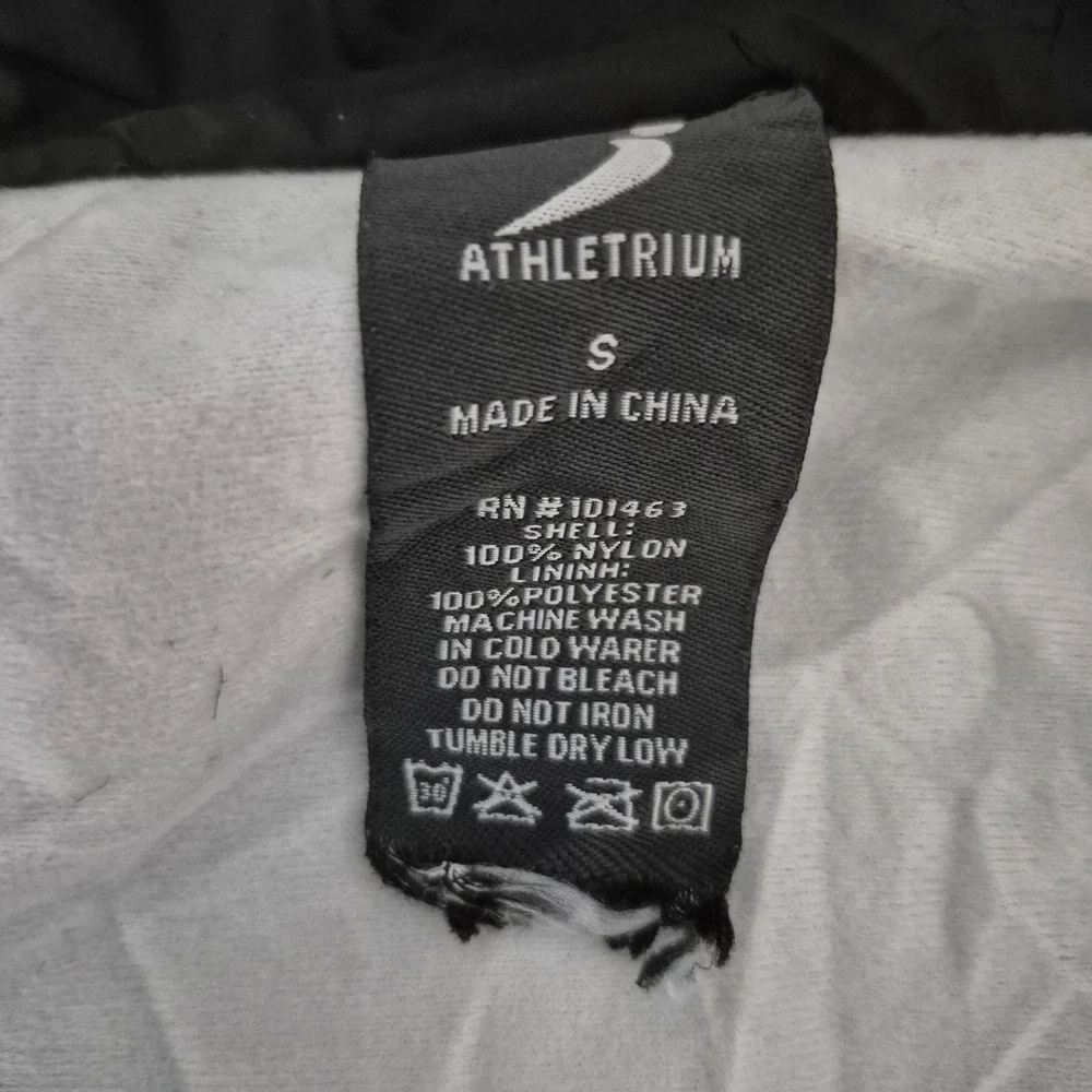 Athletrium Jacket Mens Small Black Nylon Coaches‎ Windbreaker Lined Snap Front