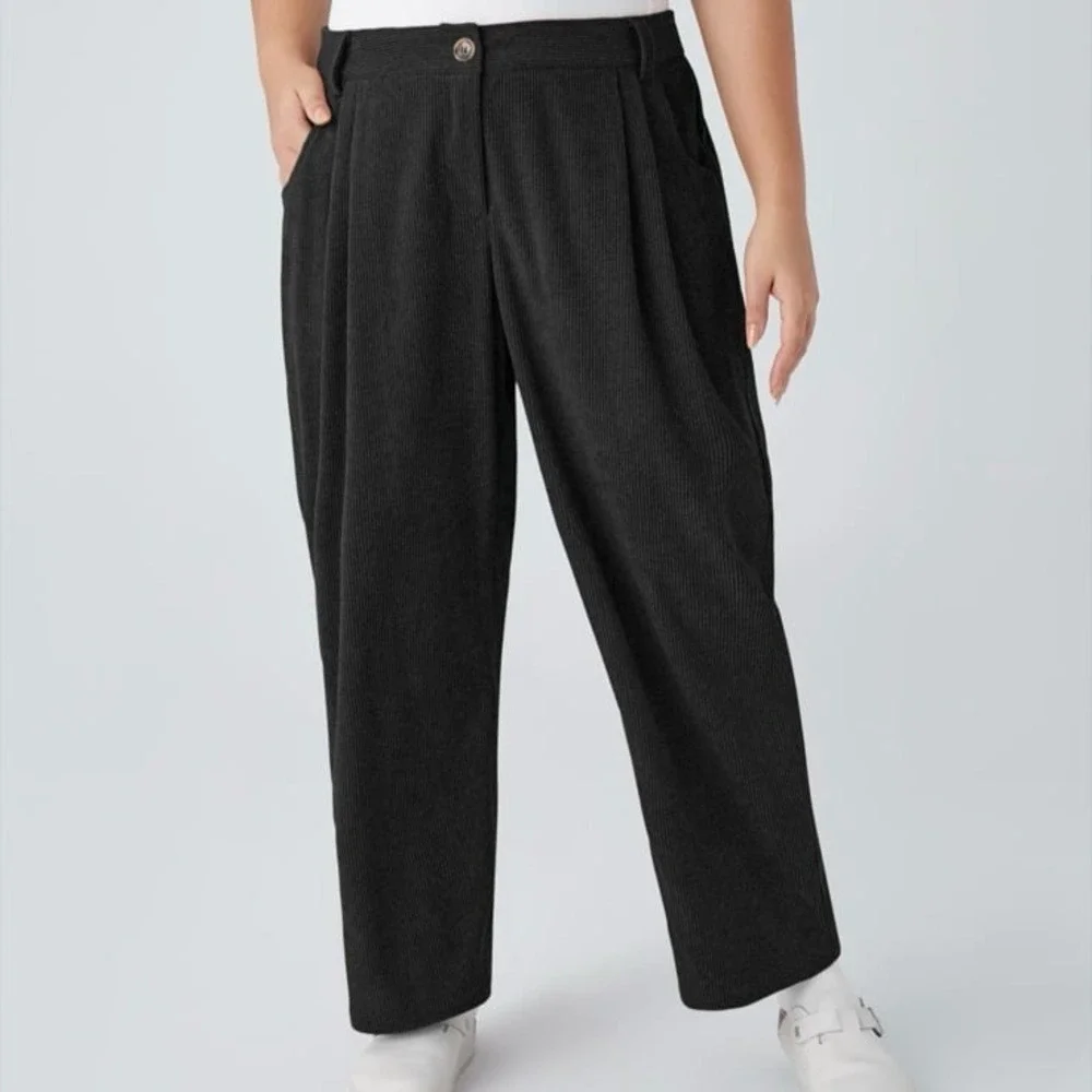 Halara AuraCord Mid‎ Rise Corduroy Casual Pants Black 1X