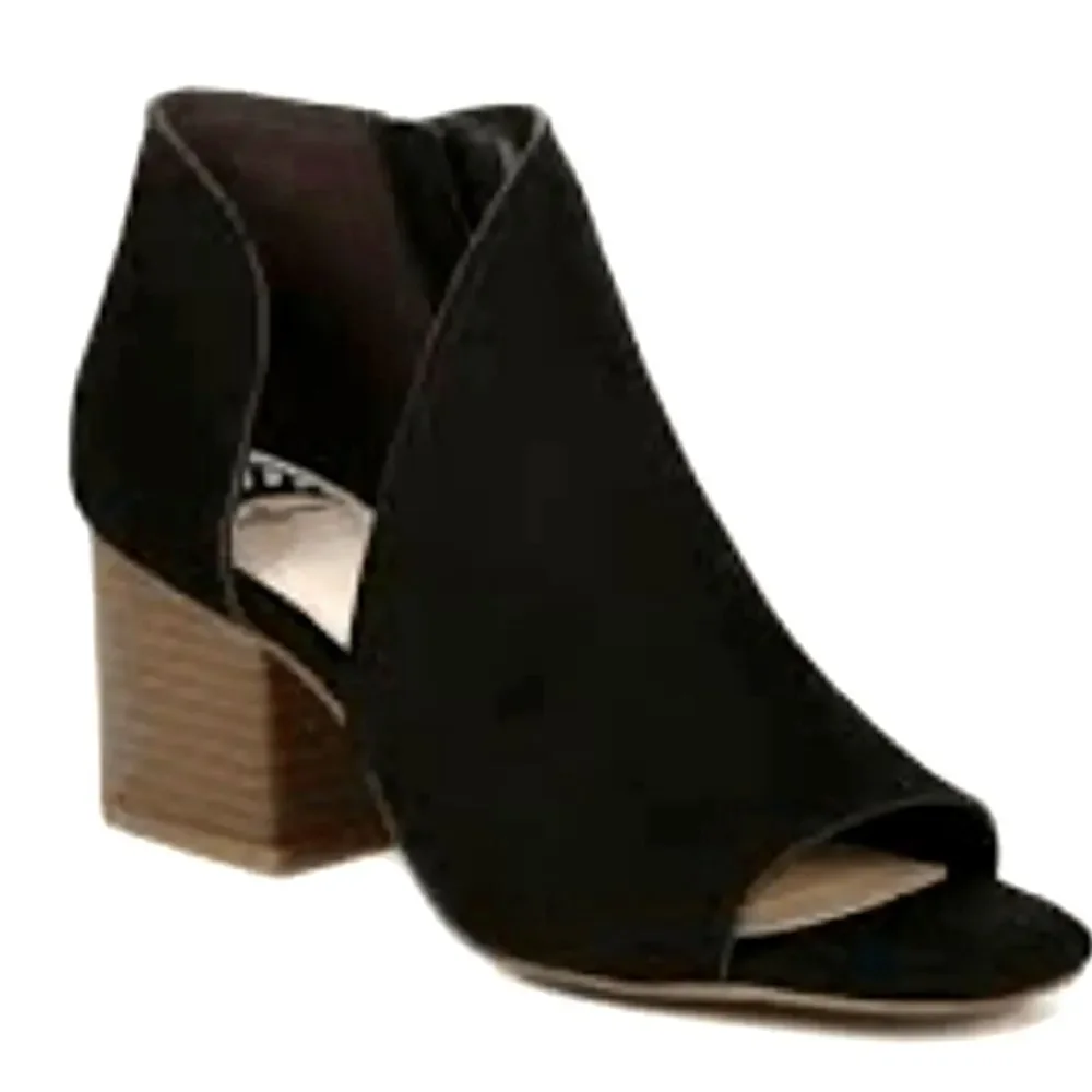 Ladies Fergalicious Volume Black Peep Toe Sandal Black Heels sz 11