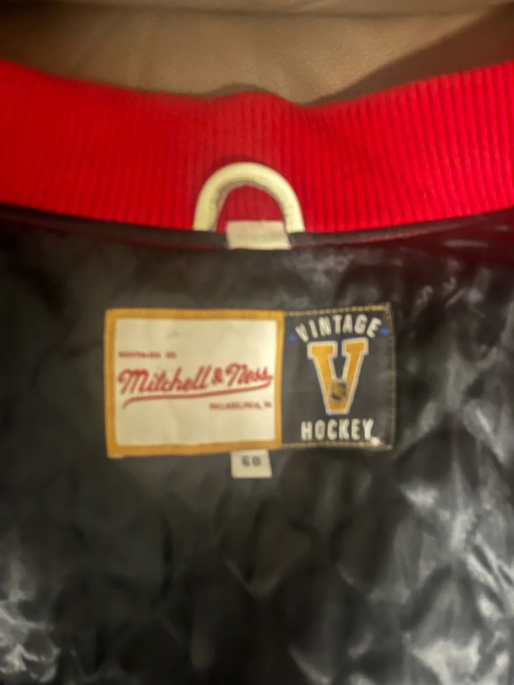 Mitchell & Ness Red and Cream Detroit Red Wings Varsity Jacket size 60(4XL)