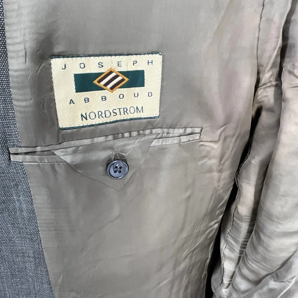 Joseph Abboud Nordstrom Mens‎ 44L Blazer Gray Super 100s Wool 3-Button Casual