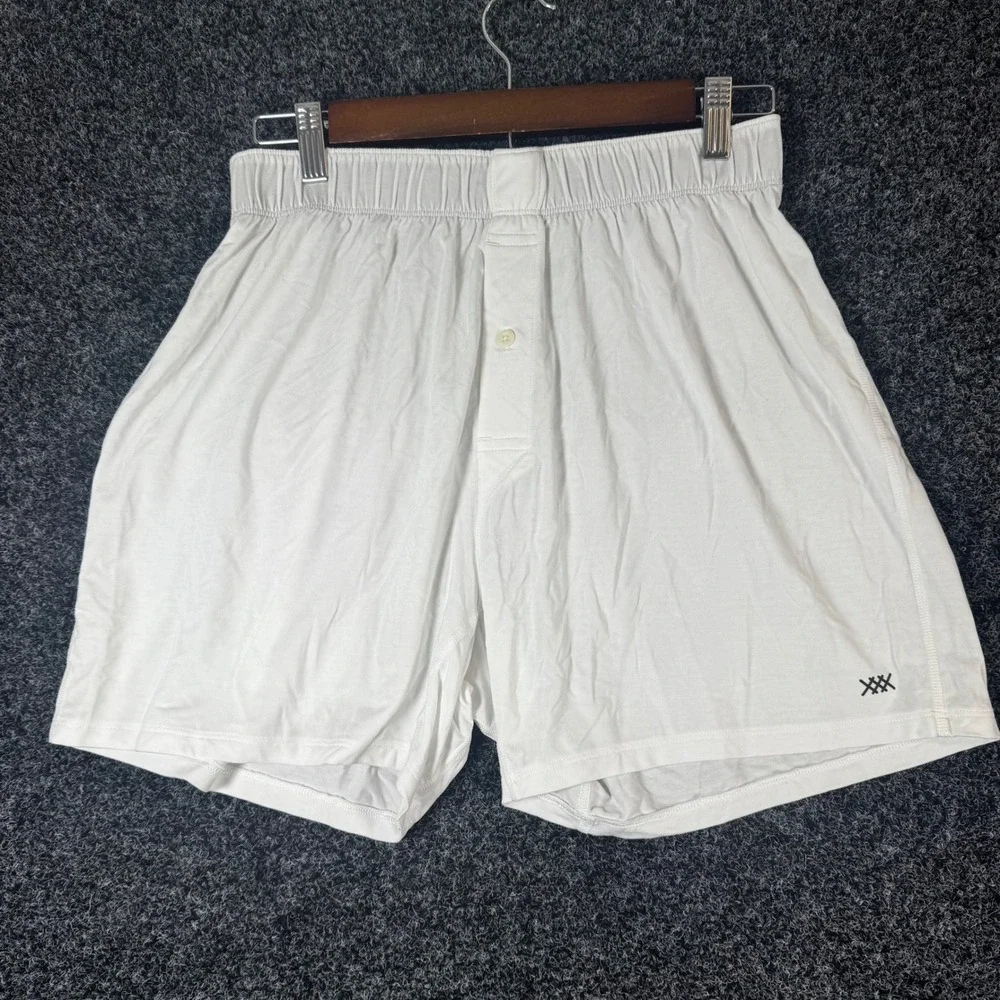 Rhone Mens Everyday Boxer Shorts White Button Fly Elastic Waist Size Medium