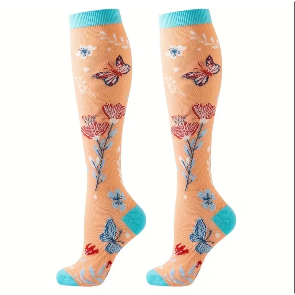 Unisex 20-30 mmHg Compression Socks L/XL Medical Butterflies‎ Gardencore 2 Pairs