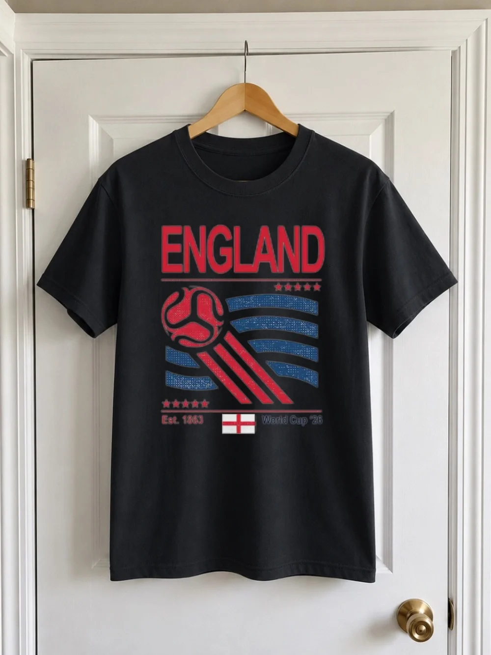 Vintage England Graphic Soccer T‑Shirt Unisex Size L Black