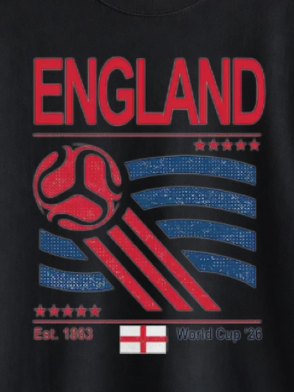 Vintage England Graphic Soccer T‑Shirt Unisex Size L Black