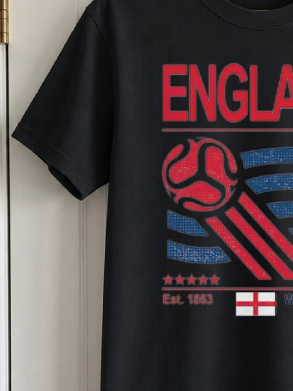 Vintage England Graphic Soccer T‑Shirt Unisex Size L Black