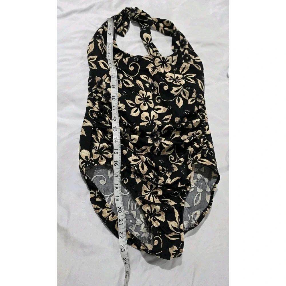 Lands End Womens Size 10 One Piece‎ Swimsuit Floral Halter Bathing Suit Beach