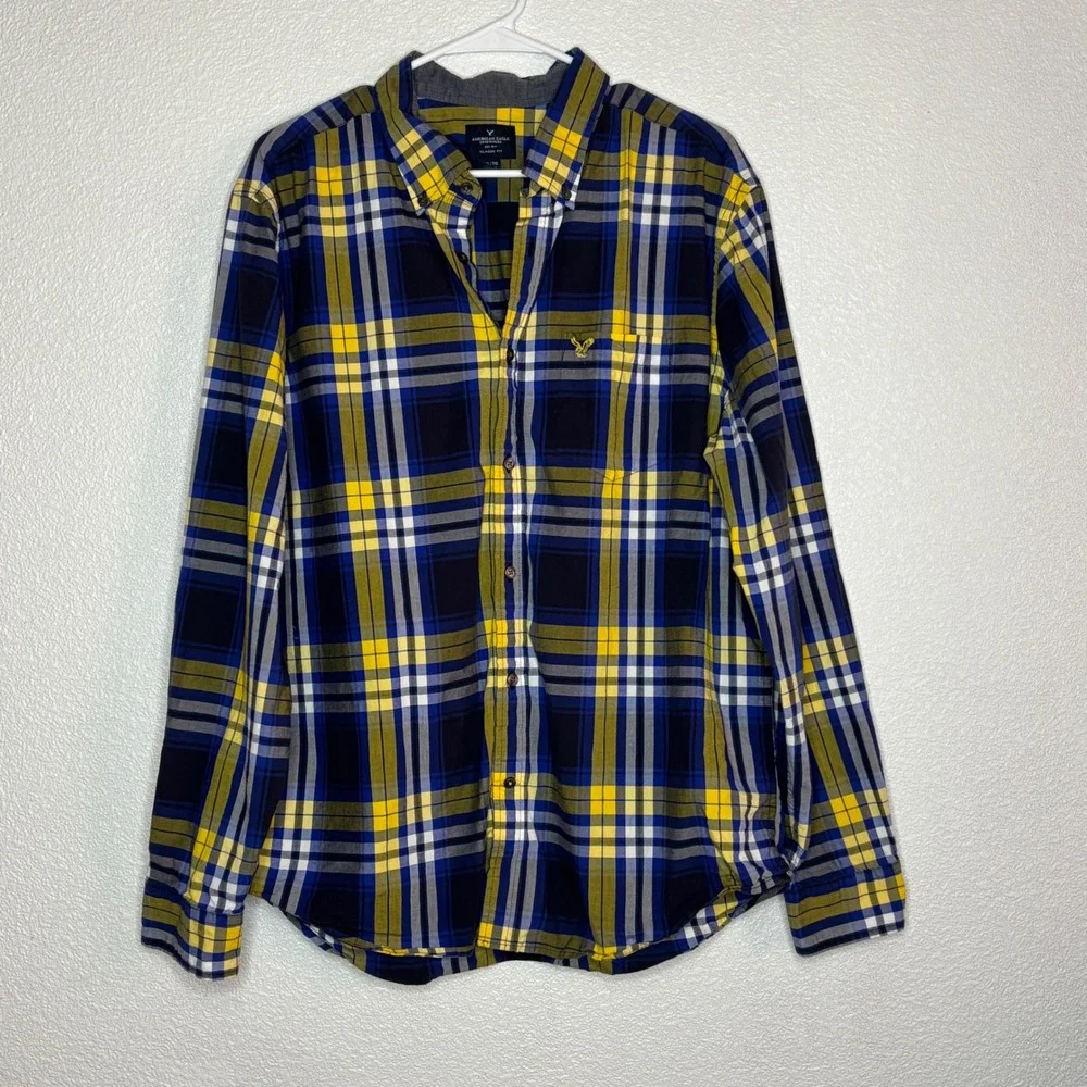 American Eagle Outfitters Men's Shirt Classic‎ Fit Plaid Button Down Casual XL