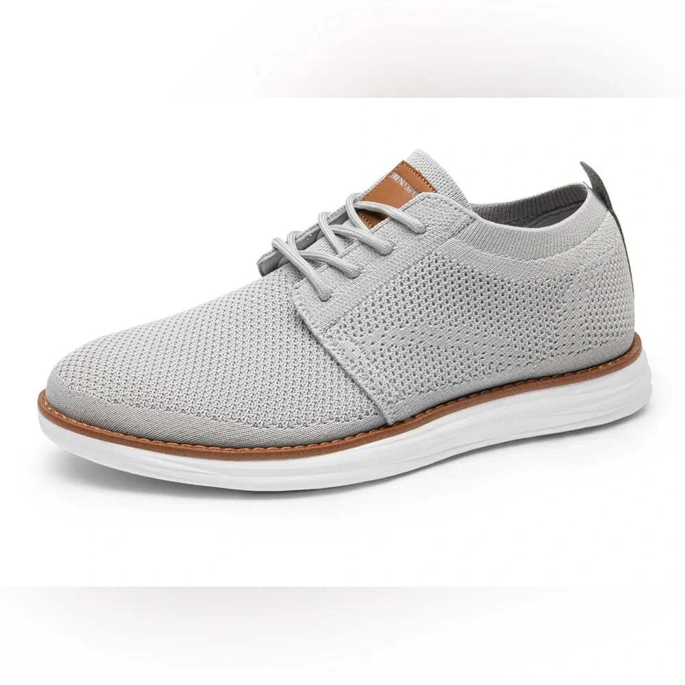 NWOB Bruno Marc Grand 01 Men's Light Gray Knit‎ Oxfords