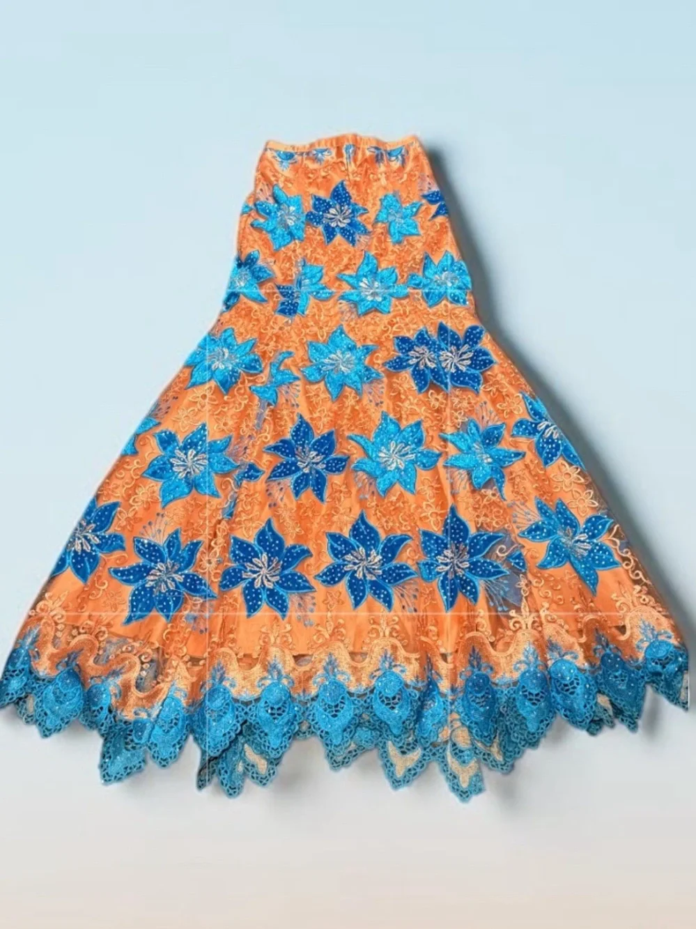 GORGEOUS vintage Indian lace beaded fishtail maxi skirt