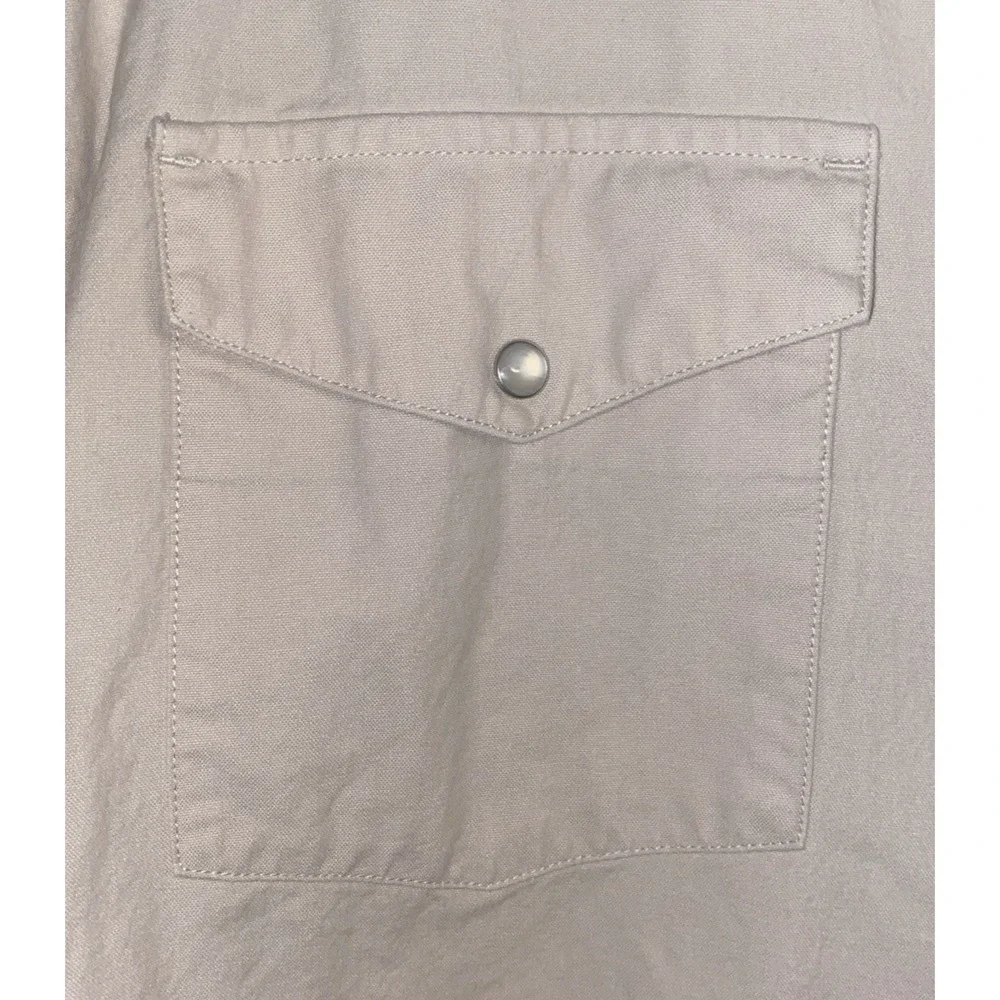 Vintage Carhartt S135 Pearl Snap Shirt Natural Chambray Western 2008 Mens Size L