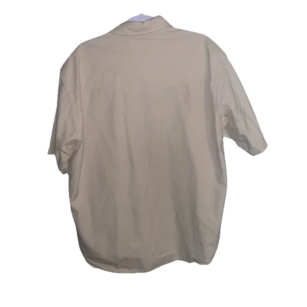 Vintage Carhartt S135 Pearl Snap Shirt Natural Chambray Western 2008 Mens Size L