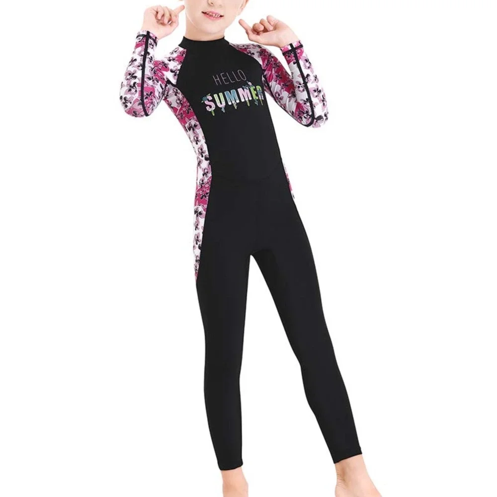 Dive&Sail Rash Guard Youth XL Black Pink New UPF 50+ Floral Long Sleeve