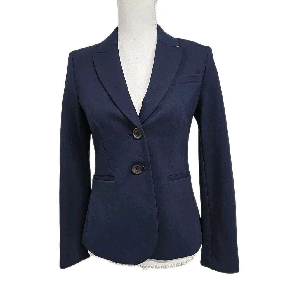 Boden Blazer Suit‎ Jacket Lined Navy Blue Pockets Women’s Size 4 PETITE / XS